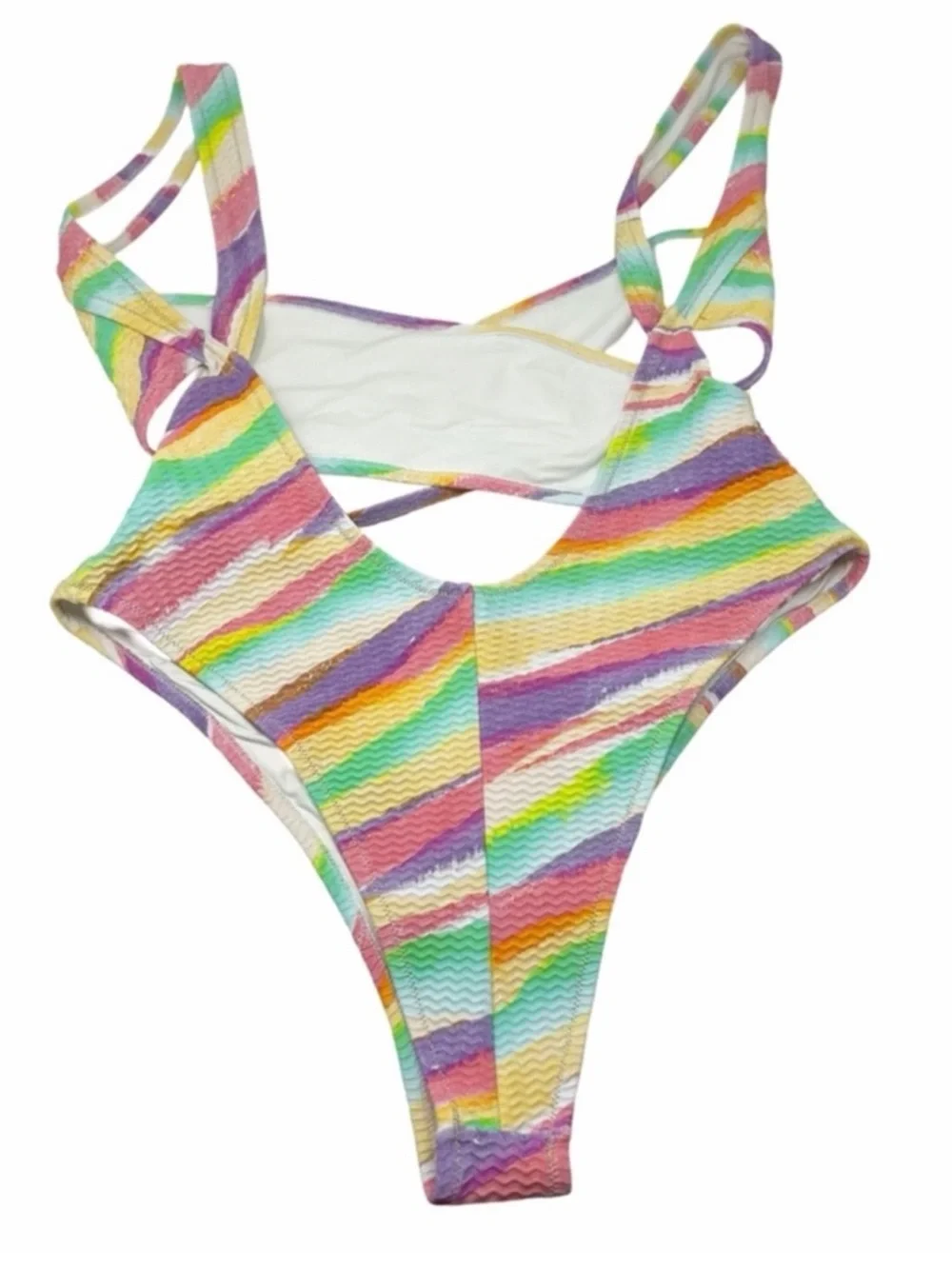 Reina Olga Exotica One Piece Swimsuit Size 3 (L) Pastel Multi Made In Italy